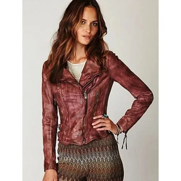 Free People Muubaa Distressed Leather Moto Biker Jacket 4| Indie Coastal Cowgirl - Picture 15 of 16